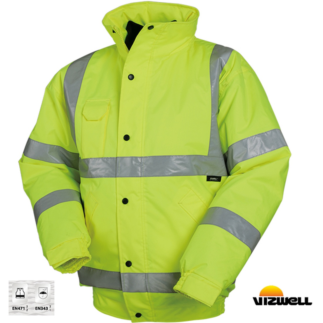 Vizwell™ VWJK04 – Reflektörlü 300D Oxford Bomber Mont SARI